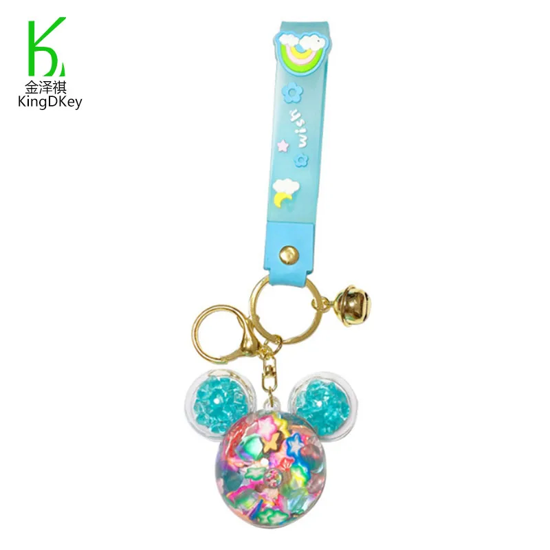 New Fluorescent Ice Cubes Grape Fruit Slices animal Head keyring Filled Liquid Quicksand Keychain