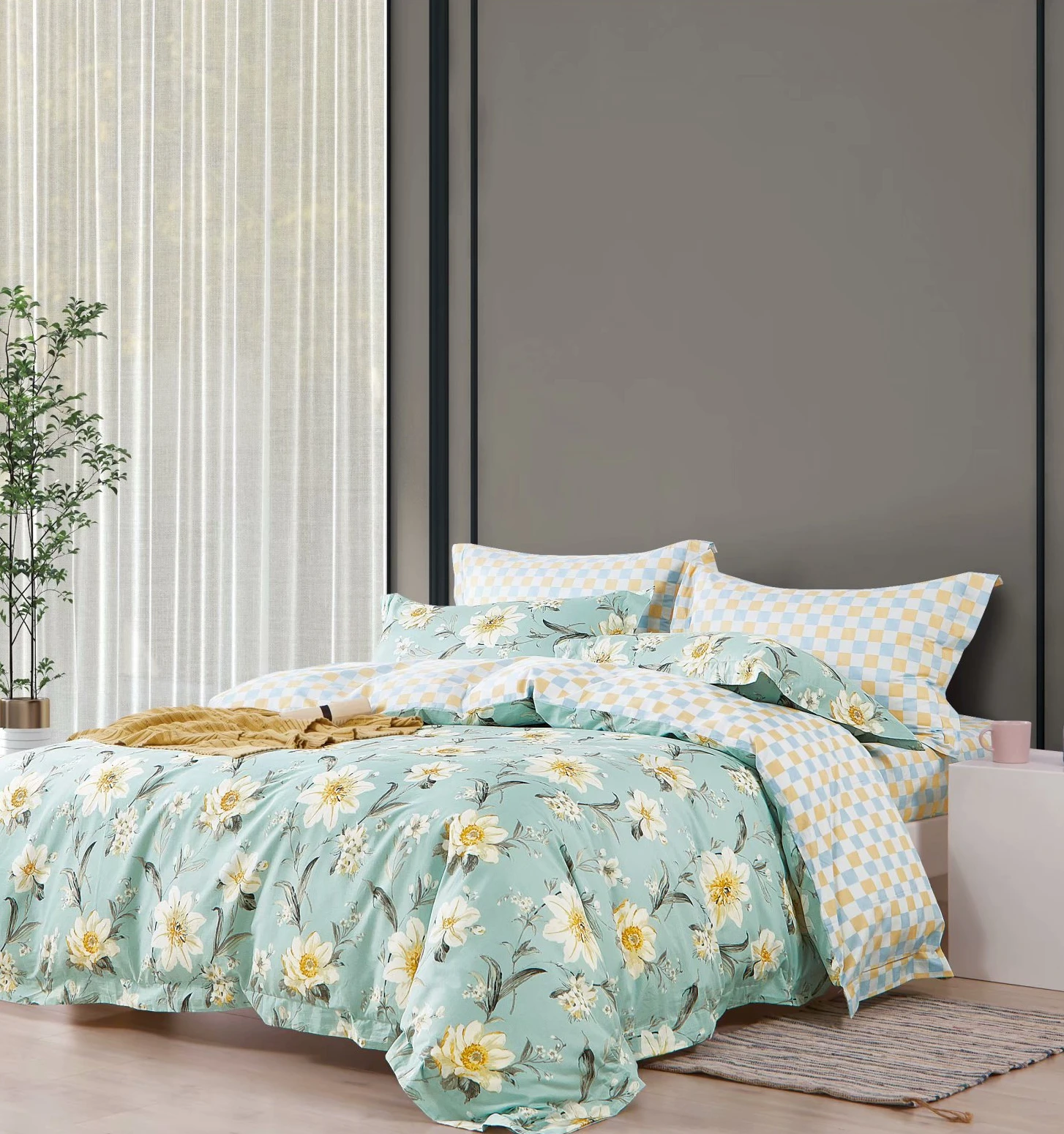 100% Cotton Bed Sheet Set Customized Print Flower Designs Bedding Sets Environmental Comforter