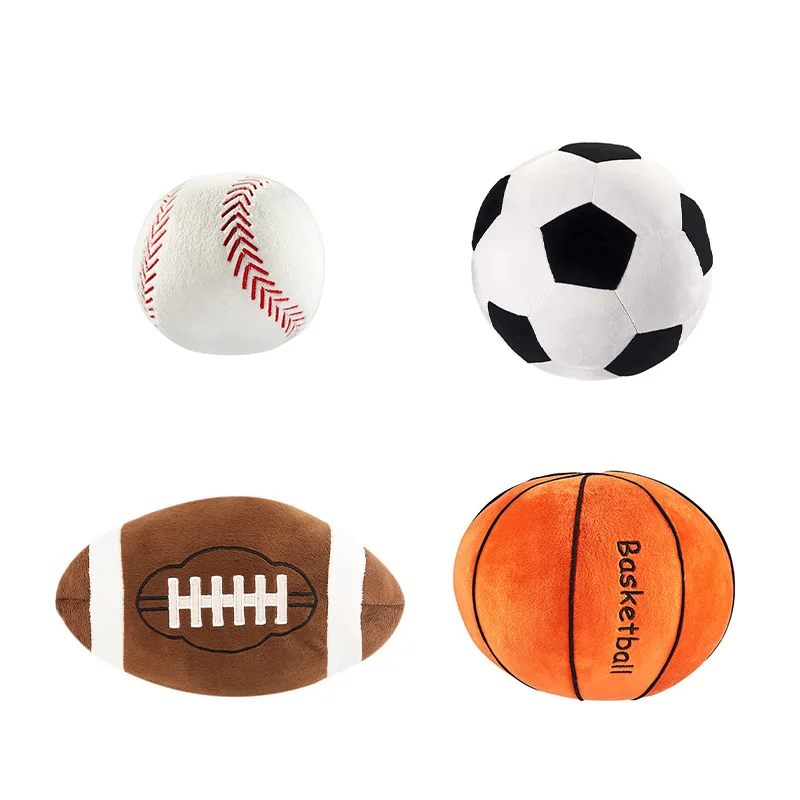 Creative Simulation Football Basketball Baseball Rugby Pillows Baby Toy Custom Polyester Pillow With PP Cotton Filling