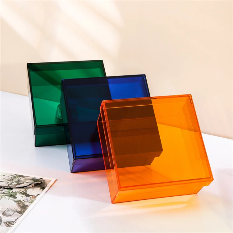 Custom Personalized Neon Colored Storage Clear Organizer Display Case Acrylic Box