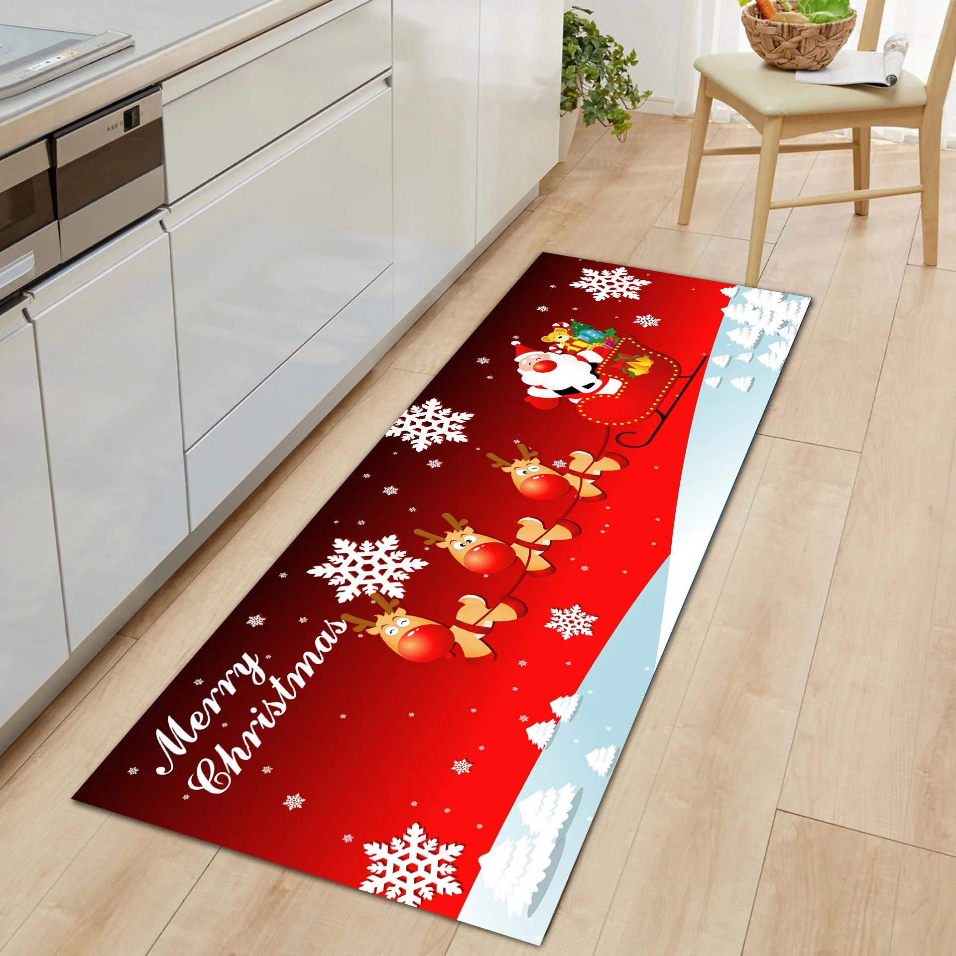 3d Printed Personalized Fast Dry  Comport Christmas Cushioned  2pc Kitchen Floor Mat Mix