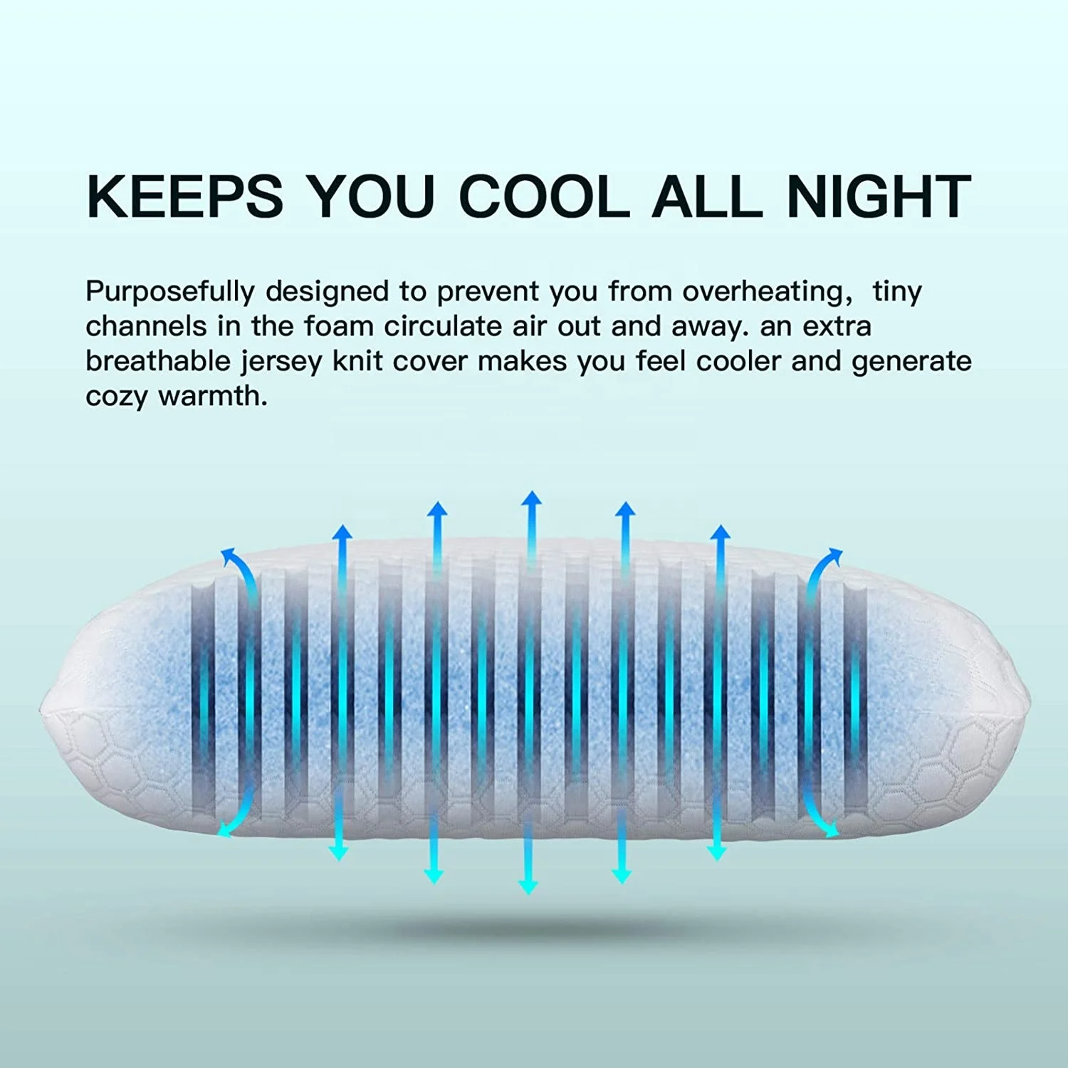 Gel Infused Cool Feeling Air Ventilation Hole Orthopedic Cervical Contour Memory Foam Neck Bed Pillow for Best Sleep