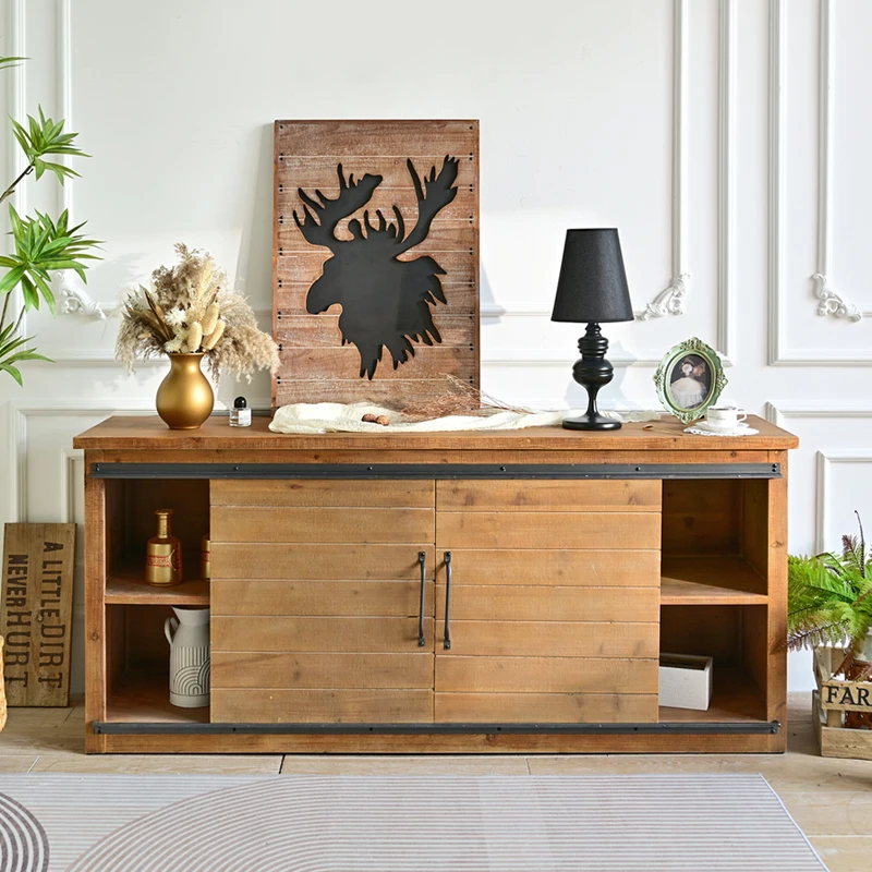 INNOVA living room furniture television stand industrial vintage tv stand console cabinet with sliding door