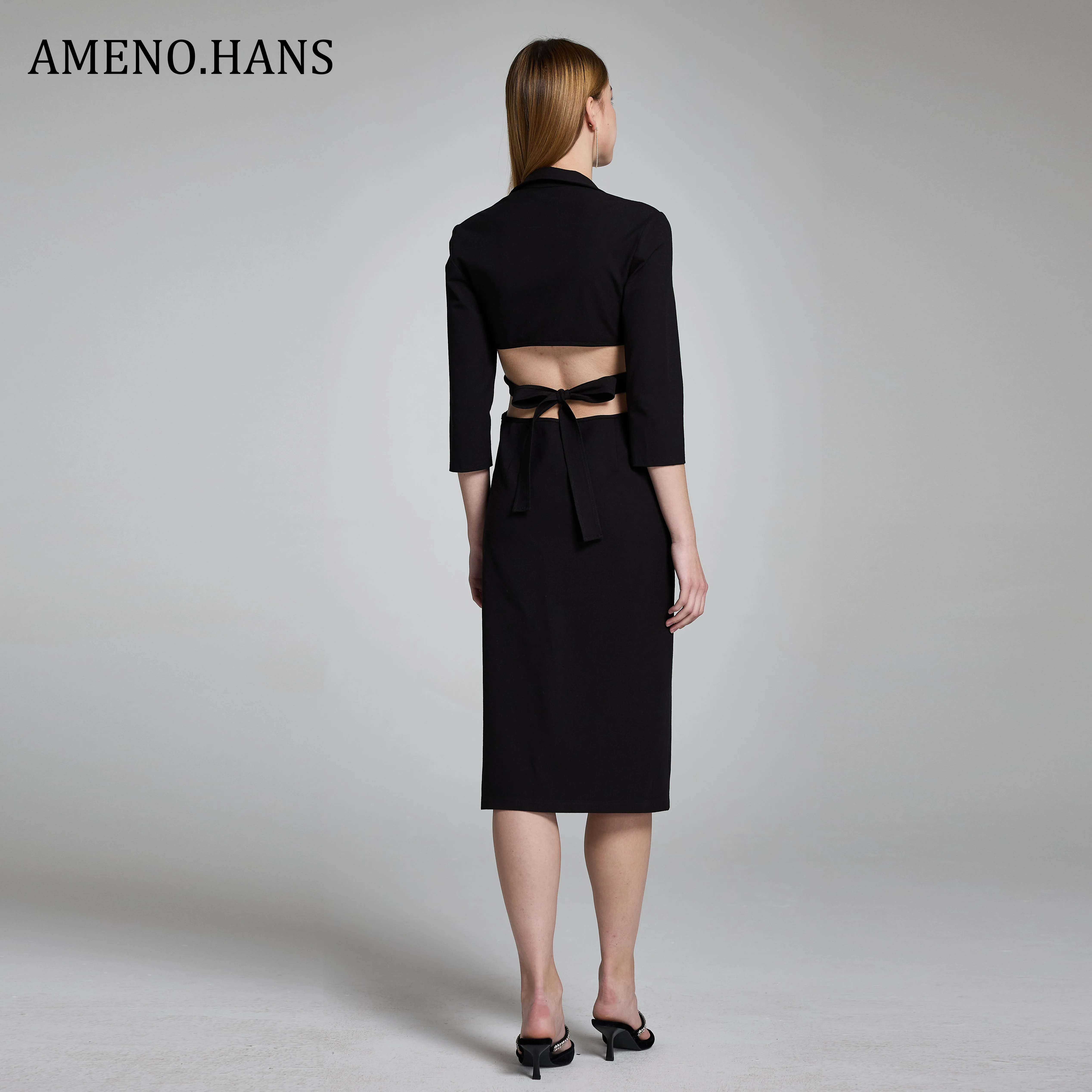 Ladies New Office Dress Hot Selling V Neck Bodycon Waist Hollow Out Career Dress