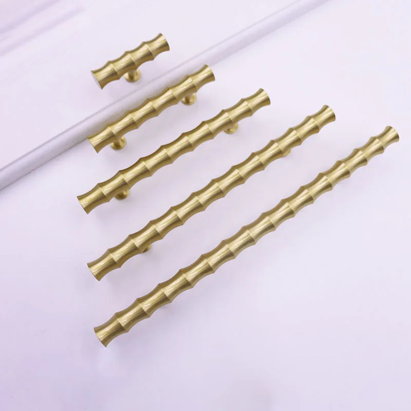 Wardrobe Pull Modern Kitchen Brass Single Hole Knob Creative Design Bamboo Pole Furniture Cabinet Door
