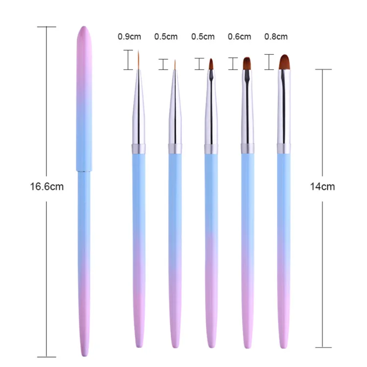 Customize private label Nail Art Brushes Set, Design Pen Painting  tools with Acrylic Nail Brush Builder Gel Brush Nail Liner