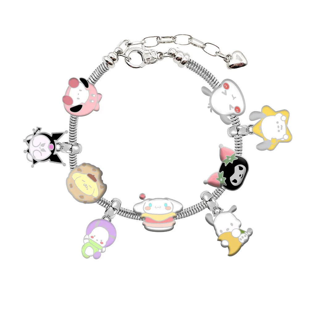 Cute Cartoon Anime Kuromi Pochacco Pendant Bracelets for Women Student Beaded Bracelet Party Jewelry