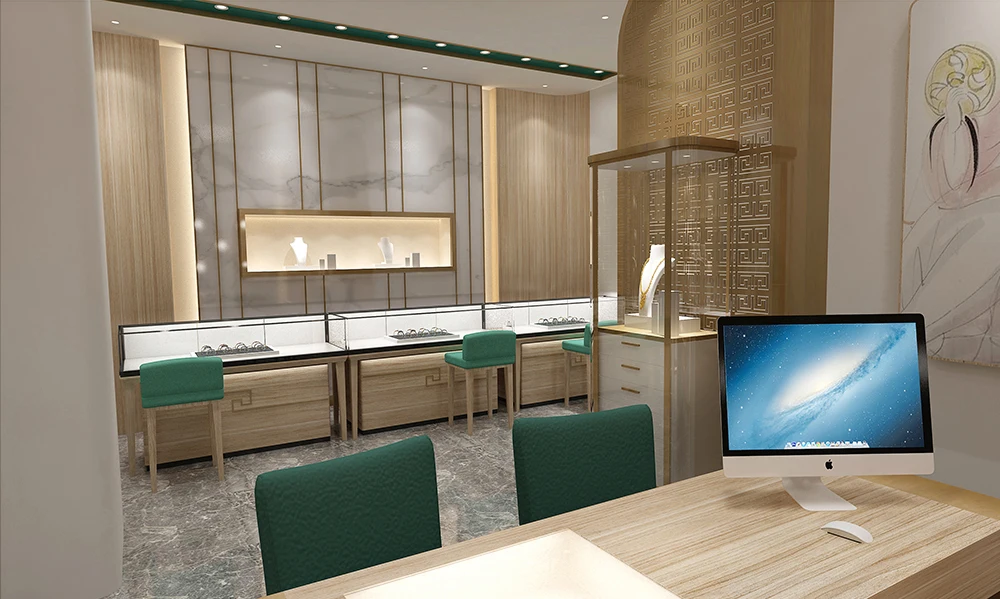 Mujiang Shopping Mall Interior Designs Showcase Displays Cabinet Furniture Unique Jewelry Kiosk showroom interior design