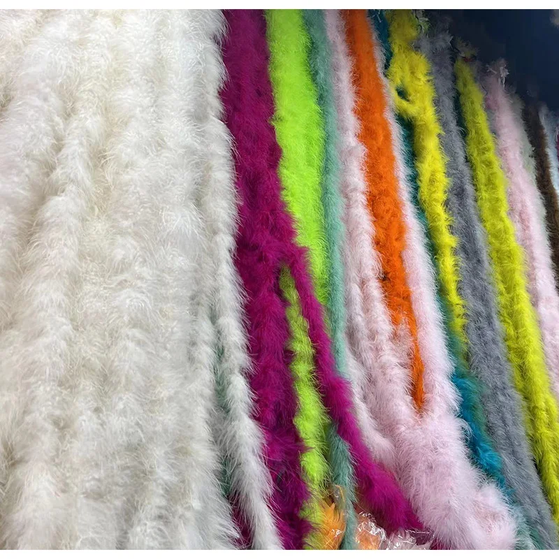 Wholesale 2 yards/pcs dyed colorful turkey feather marabu boa feather strip for DIY craft sewing trim home wedding party decor
