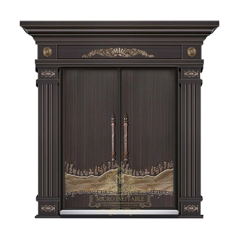 Egyptian Revial Style Double Hot Dip Galvanized Steel Door Front Entry Door Security Entrance Door