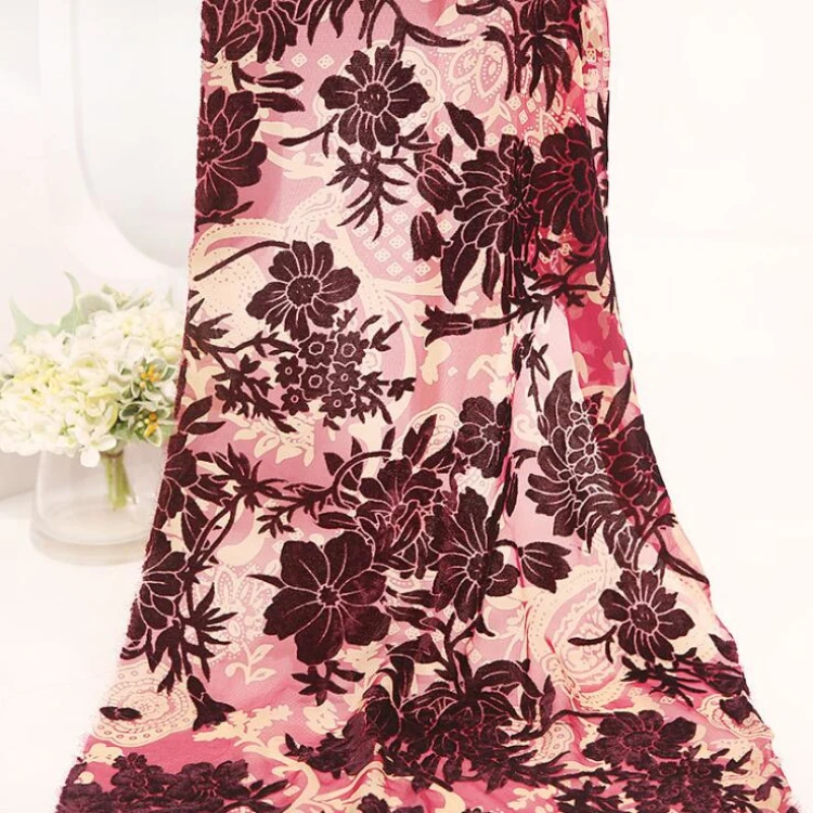 
burnout fabric flowers printing for wedding dresses 