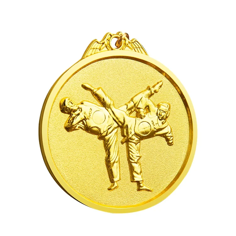 stock Taekwondo medal karate Kun Fu cheap 3D blank medal content can be customized with high quality ribbon