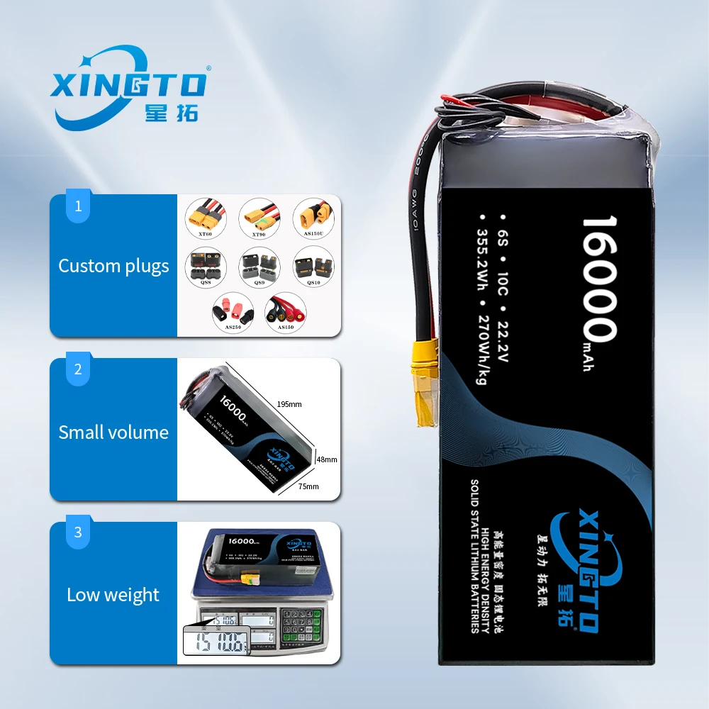 Xingto заводская настройка 10c 6s 16000mah 22 2 v полутвердый литиевый аккумулятор твердотельный литий-полимерный для дрона