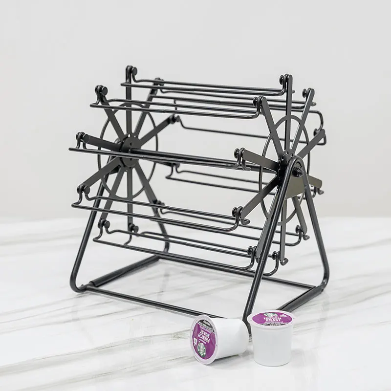 360 Degree Rotatable Metal 40pcs Observation Wheel Coffee Capsules Holder Carousel K Cup Coffee Pod Holder