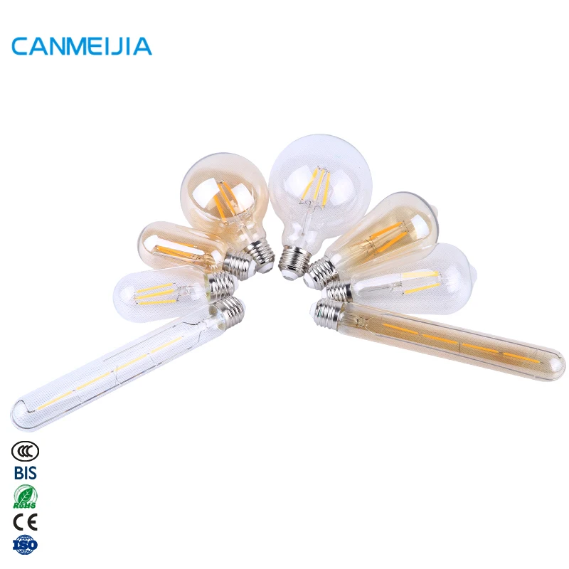  Стеклянная электрическая лампа Эдисона ST64 A60 G45 G80 G95 T45 T10 T30 T185 2 Вт 4 6 8 винтажная Светодиодная