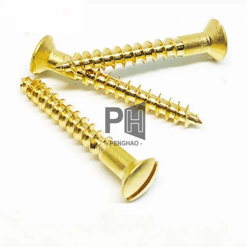 Solid Brass Cooper Slotted Drive Head Half Countersunk Wood Screw Furniture Screw Self Tapping Truss Head Self-Drilling Screws