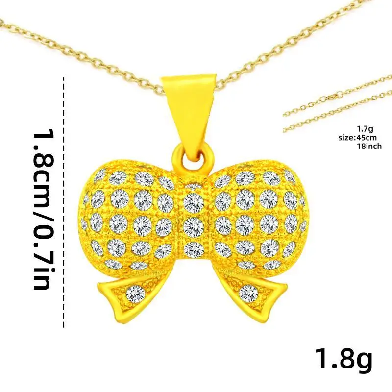 Wholesale gold plated animal series boutique stainless steel necklace bow zircon pendant hip hop jewellery
