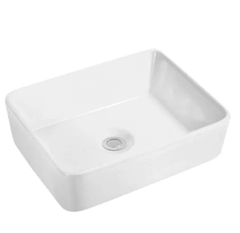 Table top basin bathroom sink ceramic counter top hand rectangular white color art wash basin sink