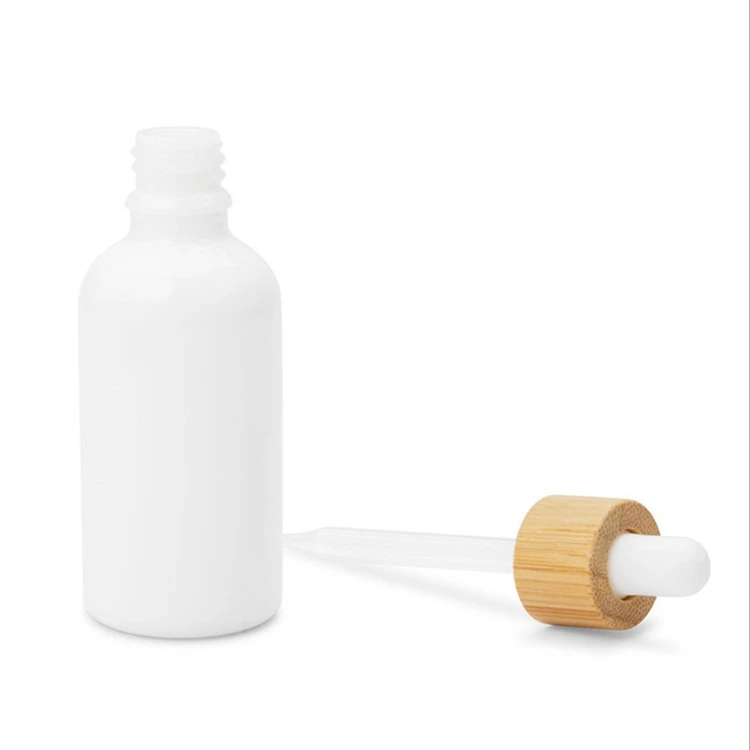 Porcelain Ceramic Glass Dropper Bottle Lid Essential Oil Bottle White with Bamboo Lh Unique Luxury Cosmetic Packaging 100pcs