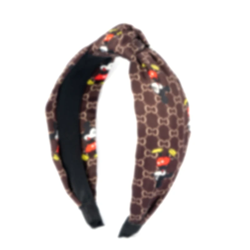 
Cute Casual Wide-Brimmed Fabric Knotted Headband Cartoon Mouse Print Headband For Women 