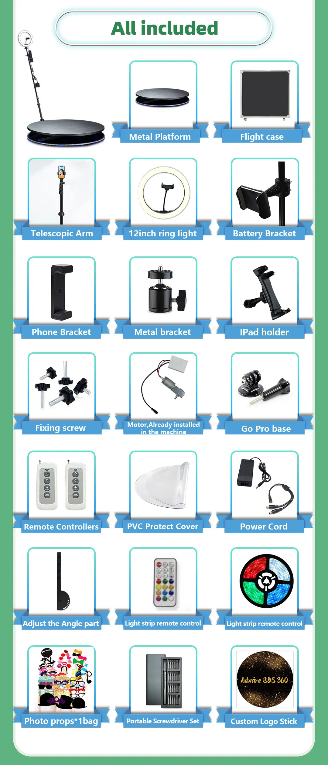 Free Custom Logo Backdrop Round 360 Degree Party Video Camera Photo Booth With Led Lights On Sale