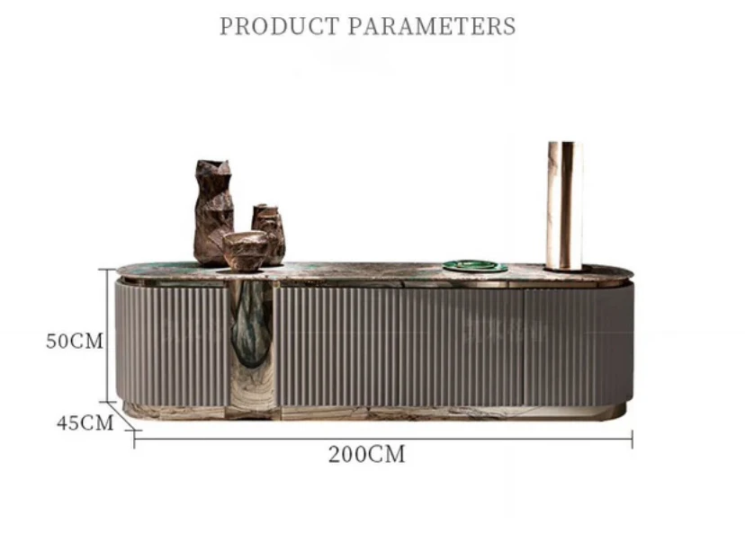 Luxury Marble + Stainless Steel Storage Buffet Cabinet Multi-functional Dining Room Sideboard for Dining, Hotel