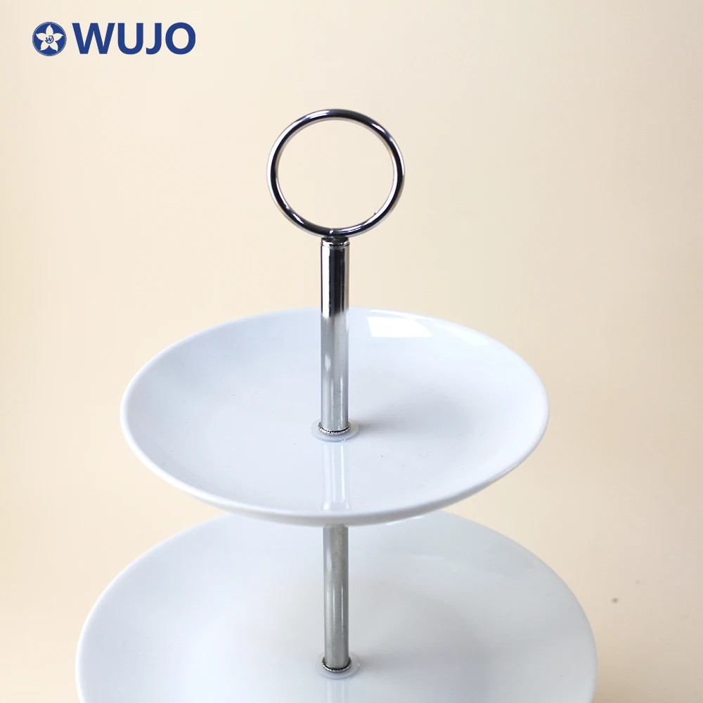 Wholesale Porcelain Wedding Cake Display Plate 3 Tier Round Ceramic Cake Plate Stand