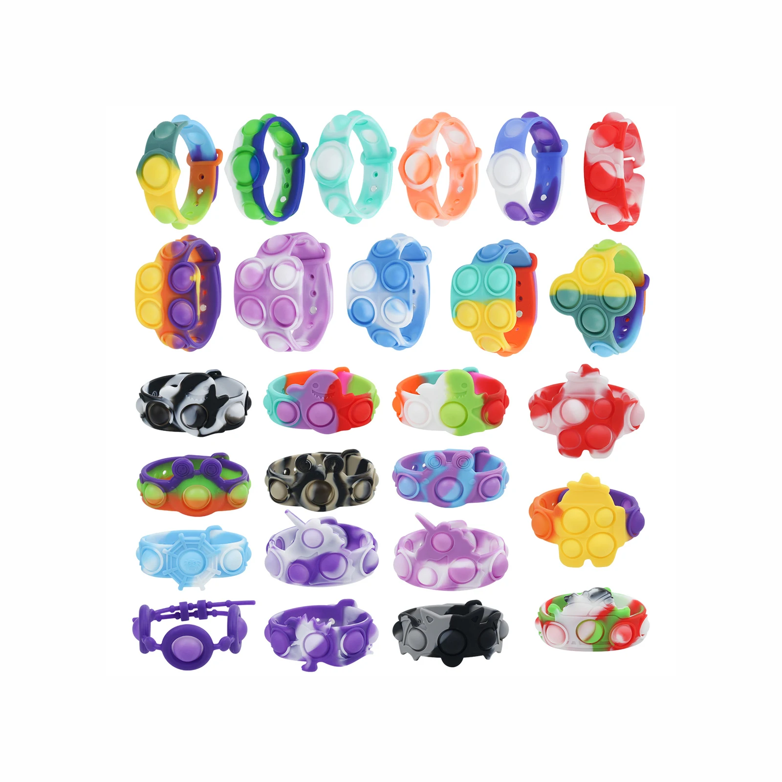 New Push Bubble Bracelet Decompression Anti Reliever Sensory Adult Kids Stress Fidget Toys Bracelet Soulager le stress