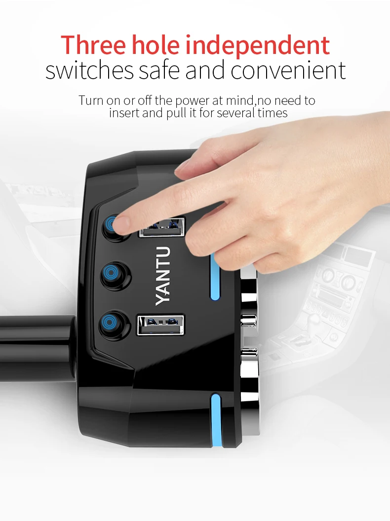 YANTU  New Waterproof USB Car Charger Socket with Voltage Display B39 Famous Hot Sale Good Quality Car Cigarette Lighter Adapter