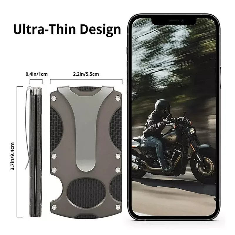 Тонкий Алюминиевый бумажник из углеродного волокна, портативный маленький бумажник для кредитных карт, Алюминиевый бумажник с блокировкой RFID, металлический бумажник