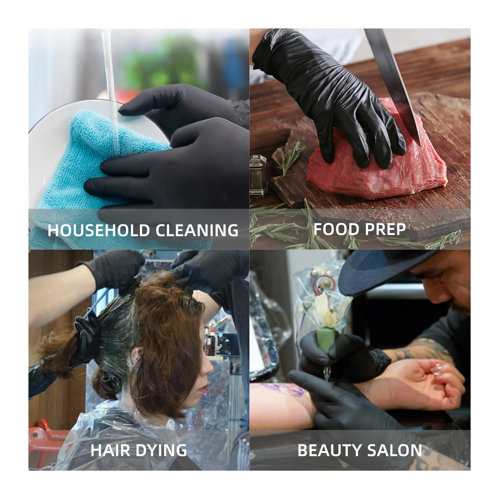 Одноразовые нитриловые 100 шт. Caja Negro Guantes De Examen Desechables Libres Latex Sin Polvo Limpieza Sanitarios Para