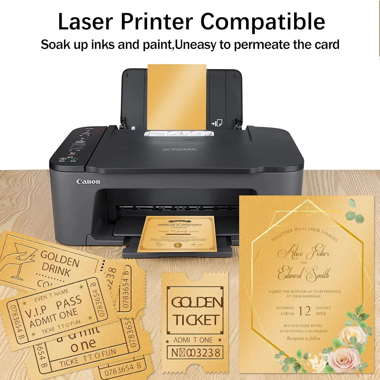 Custom Gold Cardstock Paper Gold Shimmer Cardstock 8.5 x 11 Metallic Paper for Invitation Card Making