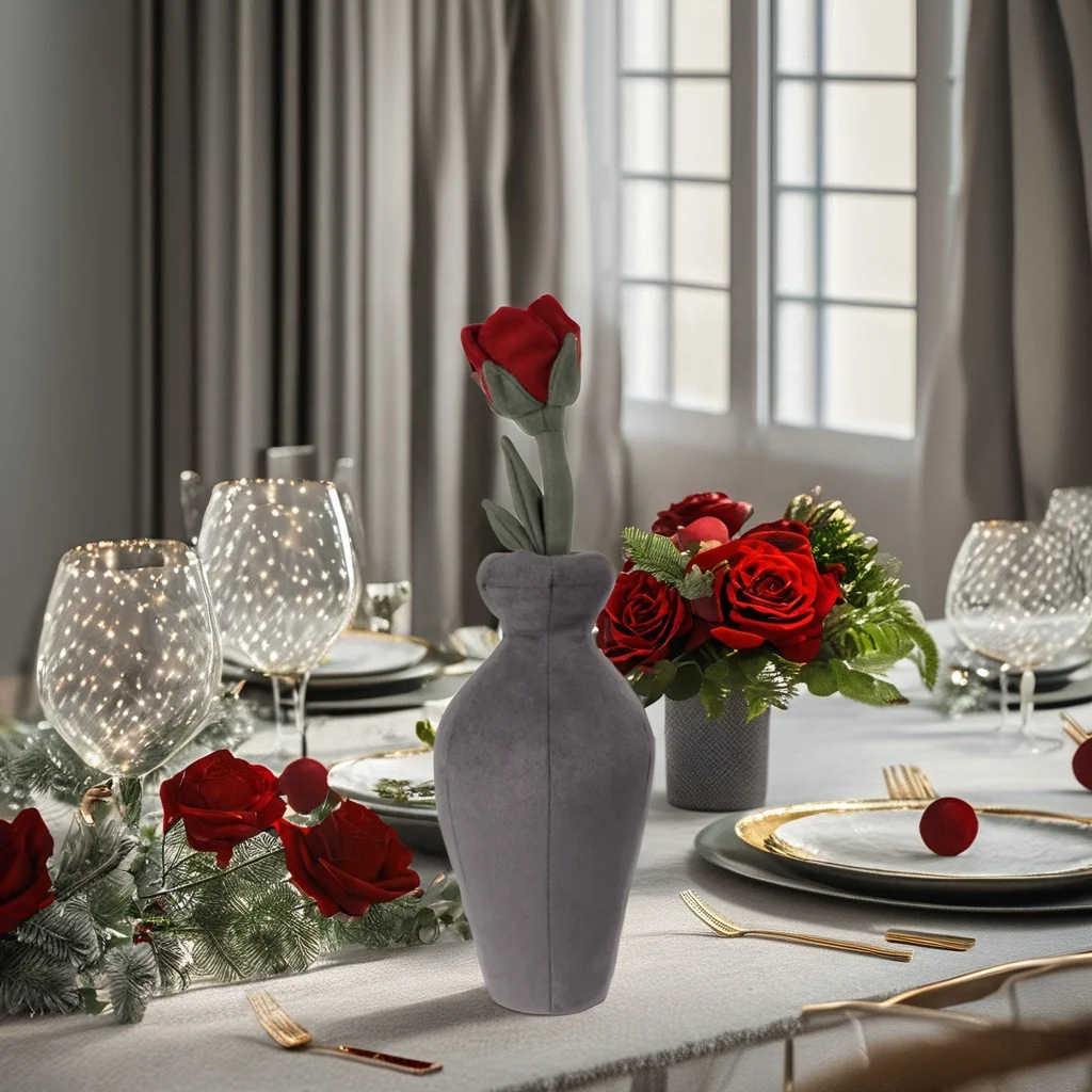 Blue gray deer skin velvet decorative vase ornament birthday gift holiday gift Home decorations