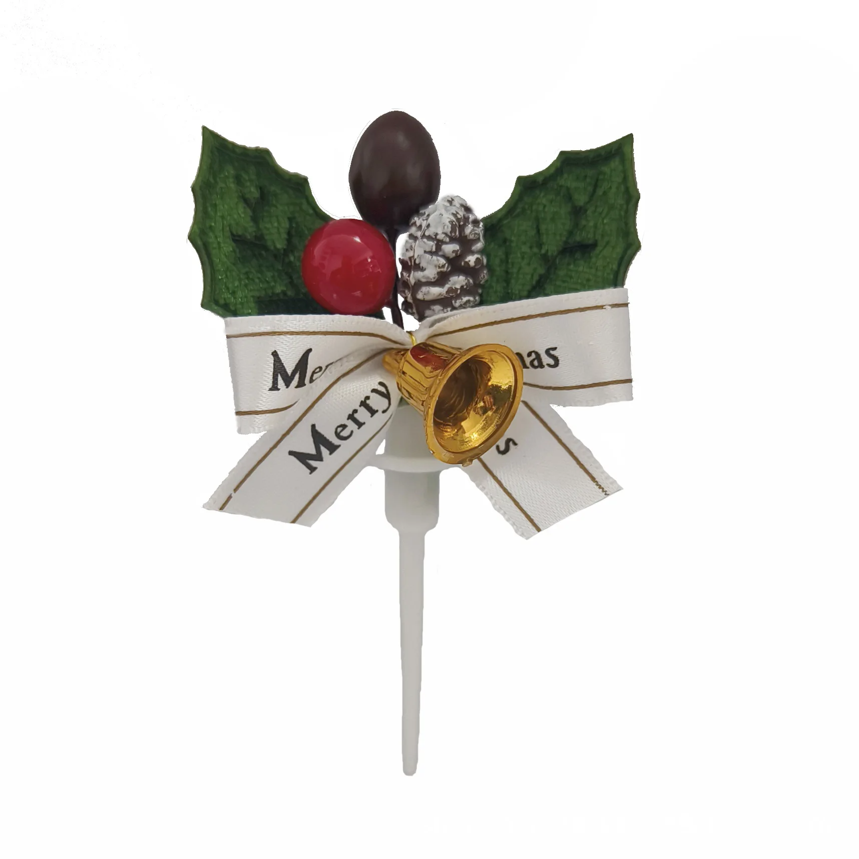 Christmas cake decorated with bells and bows Christmas Holly placards