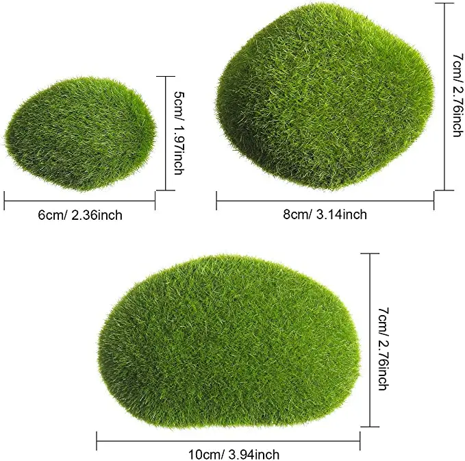 Green Artificial Moss Balls Decorative Stones Varying Sizes Ideal for Vases Table Decor Planter Decor Weddings Parties