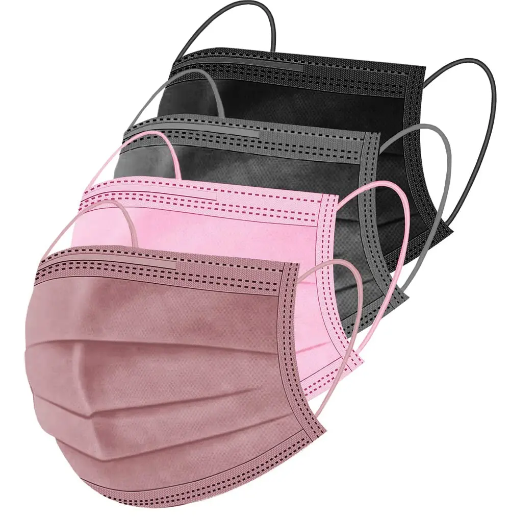3 Layer Breathable Non-woven Multicolor Medical Disposable Face Masks with Nose Clip
