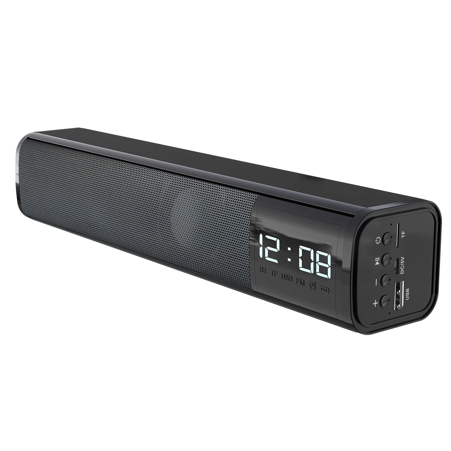 TWOLF S8 LED Home Theater Wireless Speaker HIFI Surround Alarm Clock Computer Boombox Music FM TF USB Subwoofer