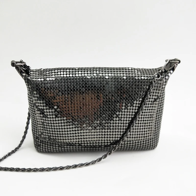 2020 Trendy Design Women Clutch Metallic Copper Sequin Chainmail Metal Mesh Evening Bag