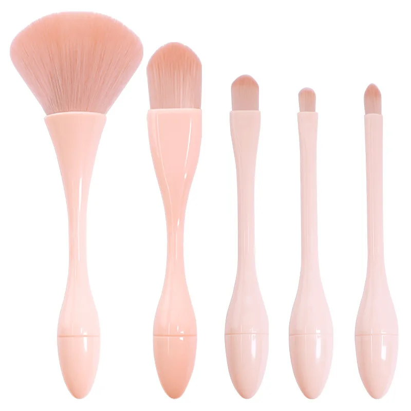 2024 Pink Premium Cosmetic Brush Makeup Brushes 5 Pieces Set Facial Cosmetic Beauty Tool With Box Full Makeup Brush Set 5