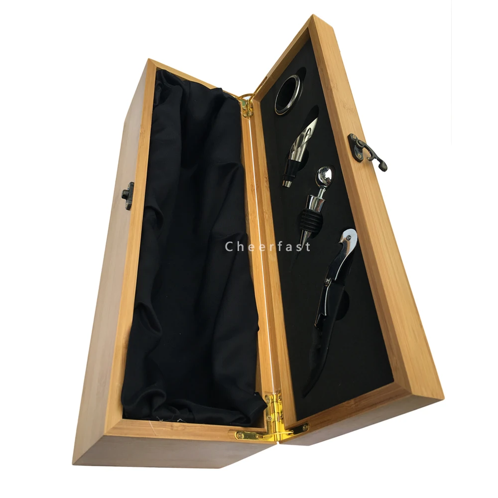 Отличная Деревянная декоративная коробка для вина Подарочная кейс хранения Бамбуковая деревянная одинарная недорогая бутылок