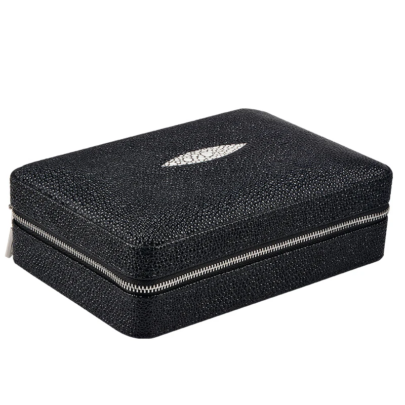 Portable Travel PU Leather Cigar Case with cutter, lighter and tray