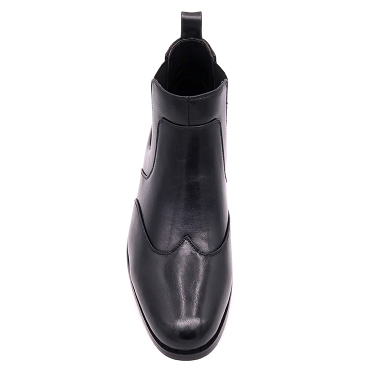 China Factory custom burnished pu leather WING TIP Chelsea Boots man dress shoes