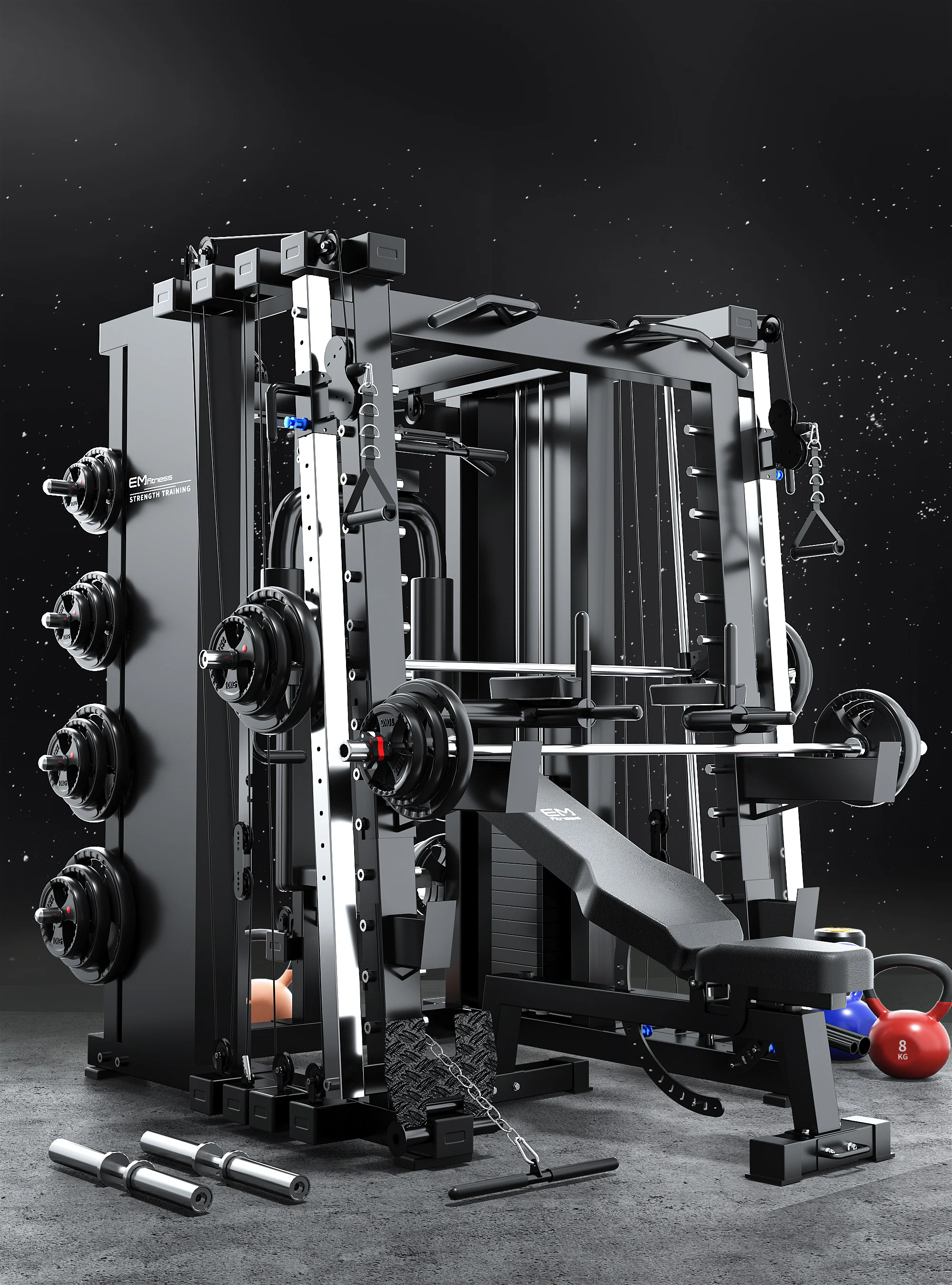 Home Body Building Cable Crossover Multifunctional Power Cage Squat Rack With Weight Lifting Training Gym Smith Machine