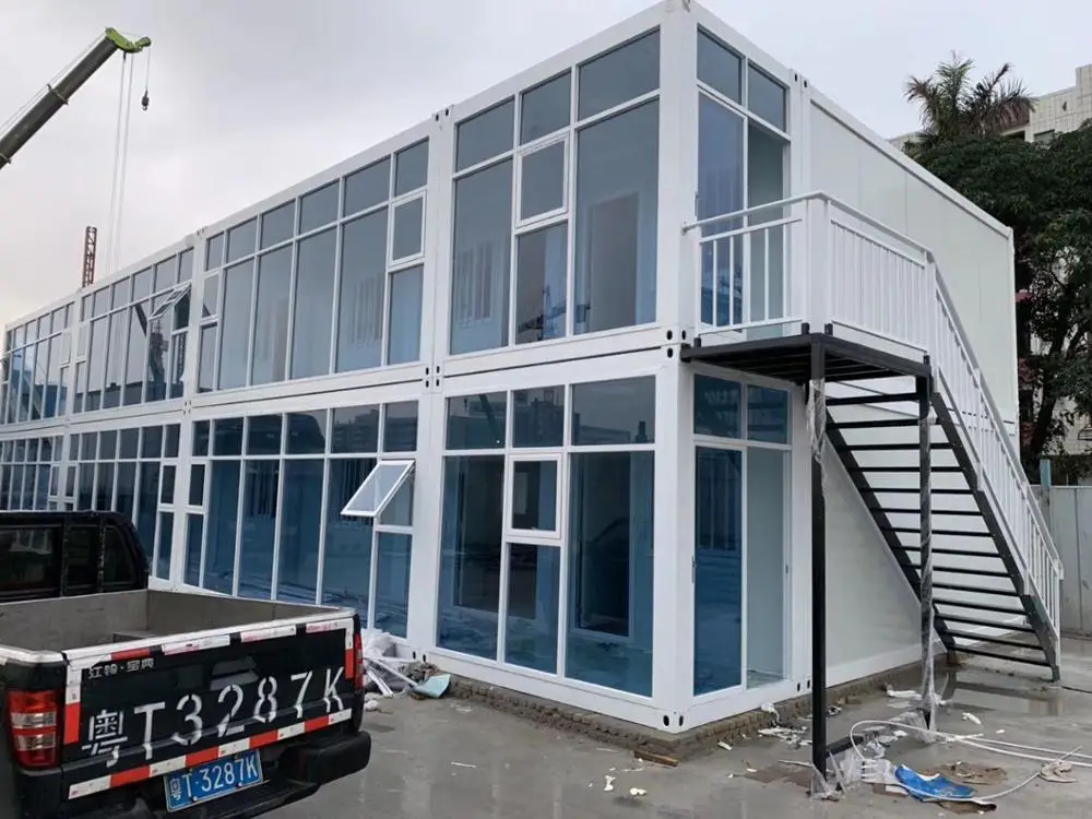 China Steel Structure Prefab Container House Smart Portable Mobile 20Ft Prefabricated House Flatpack Glass Container House