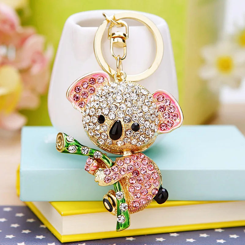 Shiny Rhinestones Lovely Koala Keychain Fashion Jewelry Gift For Women Kids Wallet Hanging Bag Decorative Cute Animal Key Ring