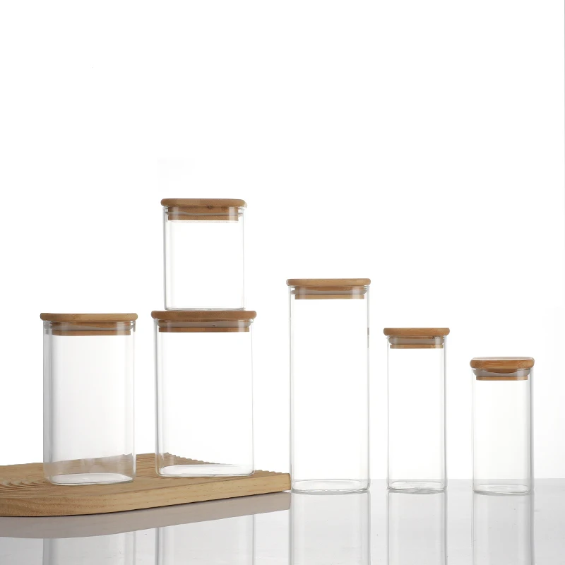 Various Sizes Custom Kitchen Glass Food Storage Container Mason Spice Jar With Lids Cookie Candy Jars