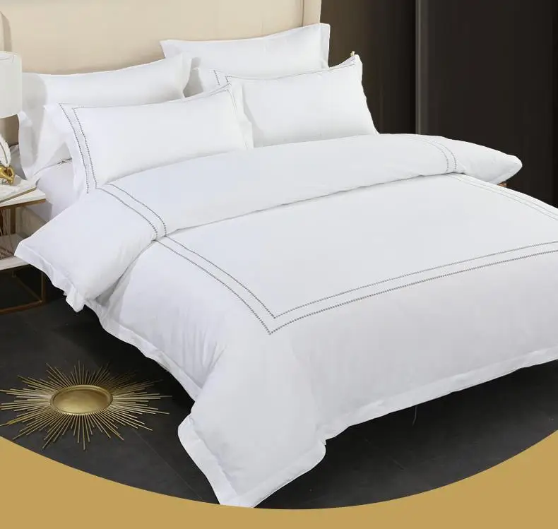 Custom bed linen sets for hotels 100 cotton luxury bedroom bed sheet duvet cover pillowcases bedding set