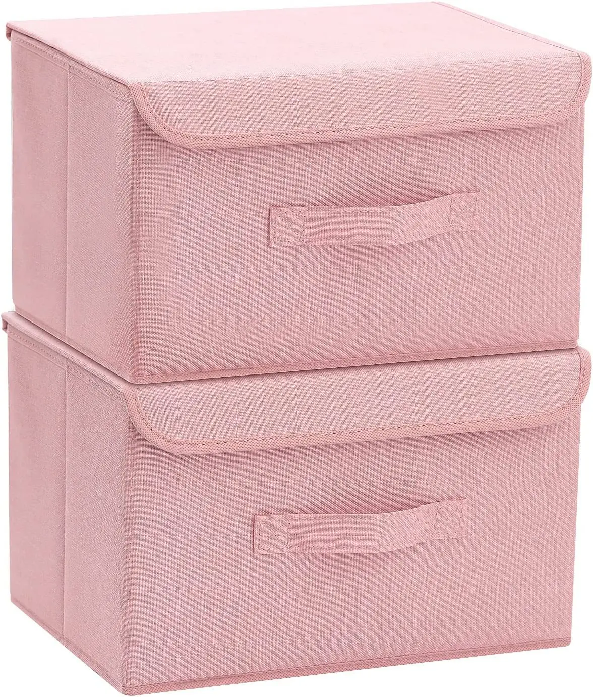 Pink Cotton Linen Fabric Storage Box Home Foldable Storage Organizer