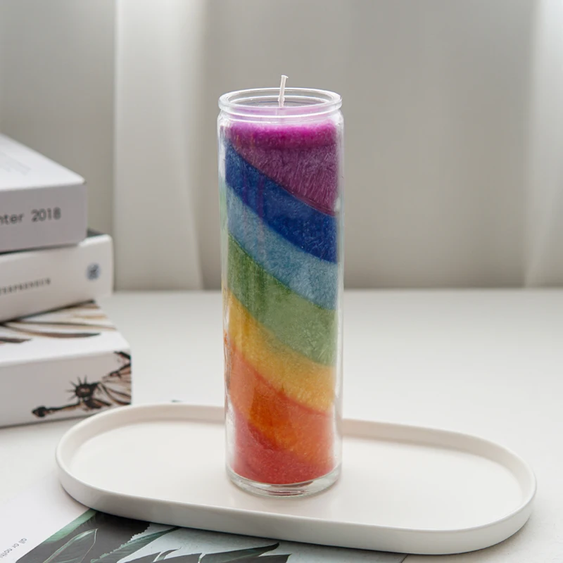 O88 Factory Hot Sale 420g 15oz Customized Chakras Candle  Pillar Glass Scented Candles with cork lid for church