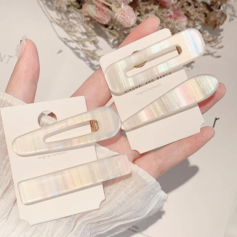 Korean Style Hair Clip  Girl Ins Mermaid Color Bangs Clip Headdress Duckbill Clip  Hair Accessories